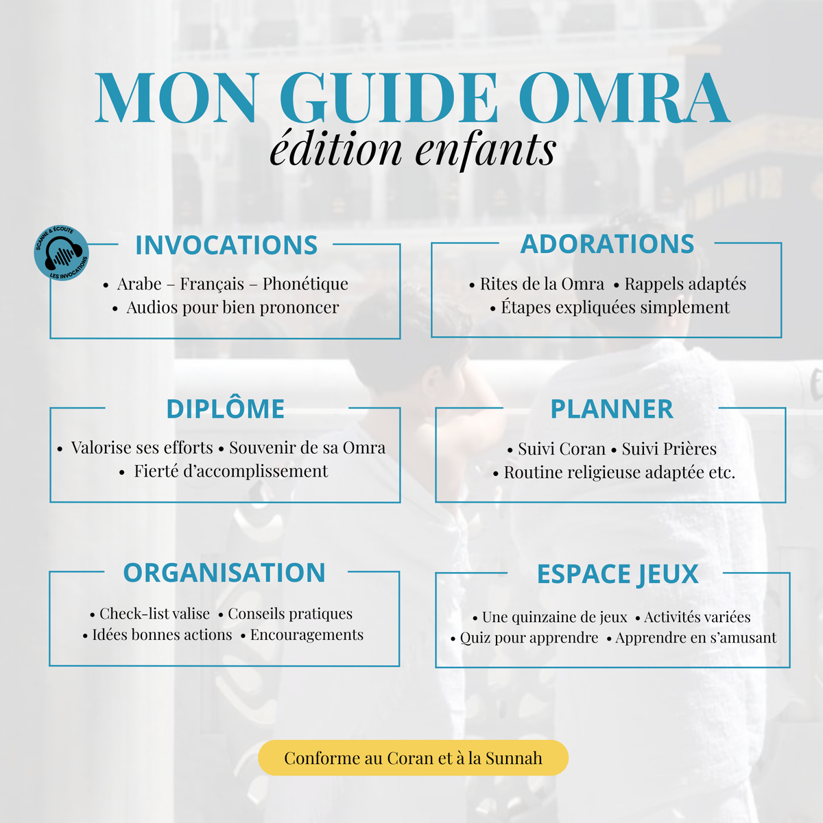 Mon Guide Omra Édition Enfants avec invocations, rites de la Omra, planner, diplôme, jeux éducatifs, quiz et activités ludiques
